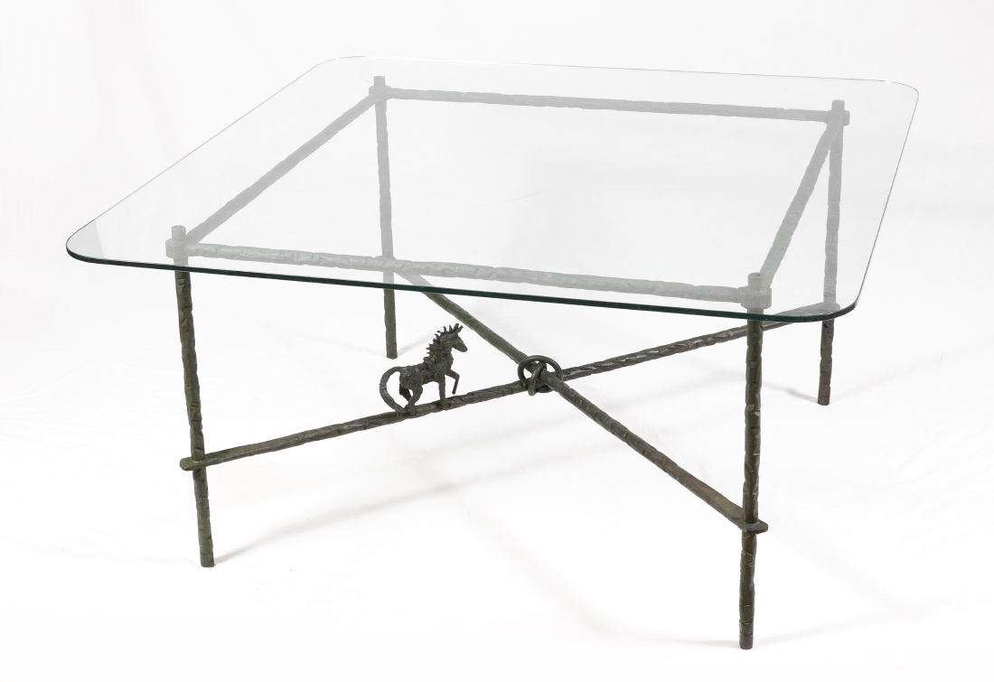 Appraisal: MANNER OF DIEGO GIACOMETTI WROUGHT IRON TABLE Patinated wrought iron