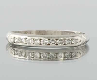 Appraisal: An Art Deco Platinum and Diamond Band Platinum band set