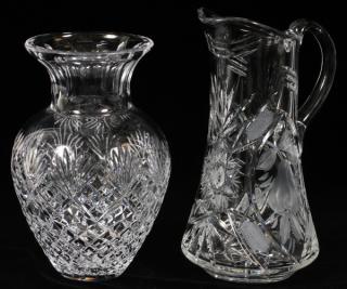 Appraisal: GERMAN CRYSTAL WATER PITCHER VASE GERMAN CRYSTAL WATER PITCHER VASE