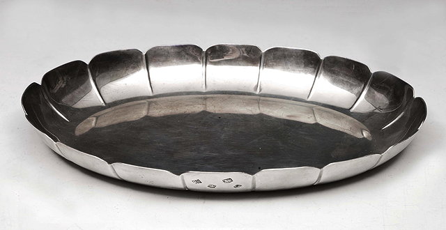 Appraisal: A SILVER OVAL DISH with shaped border by Royal Irish