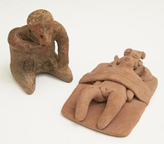 Appraisal: Two Pre-Columbian Pottery Figures consisting of a seated male and