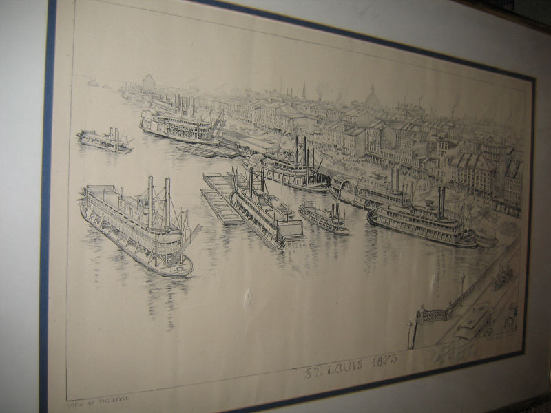 Appraisal: CHARLES OVERALL Three lithographs depicting St Louis riverfront scenes including