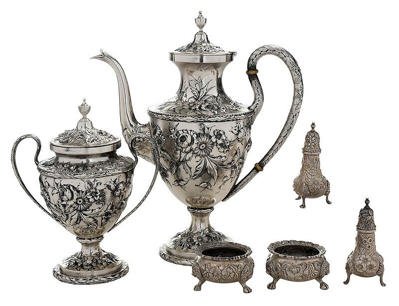 Appraisal: Six Kirk Repousse Sterling Pieces Baltimore late th th century