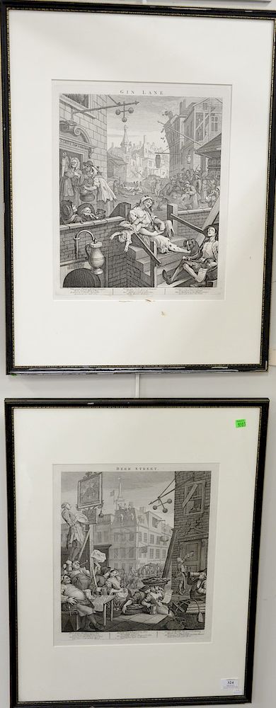 Appraisal: Pair of William Hogarth engravings Gin Lane and Beer Street