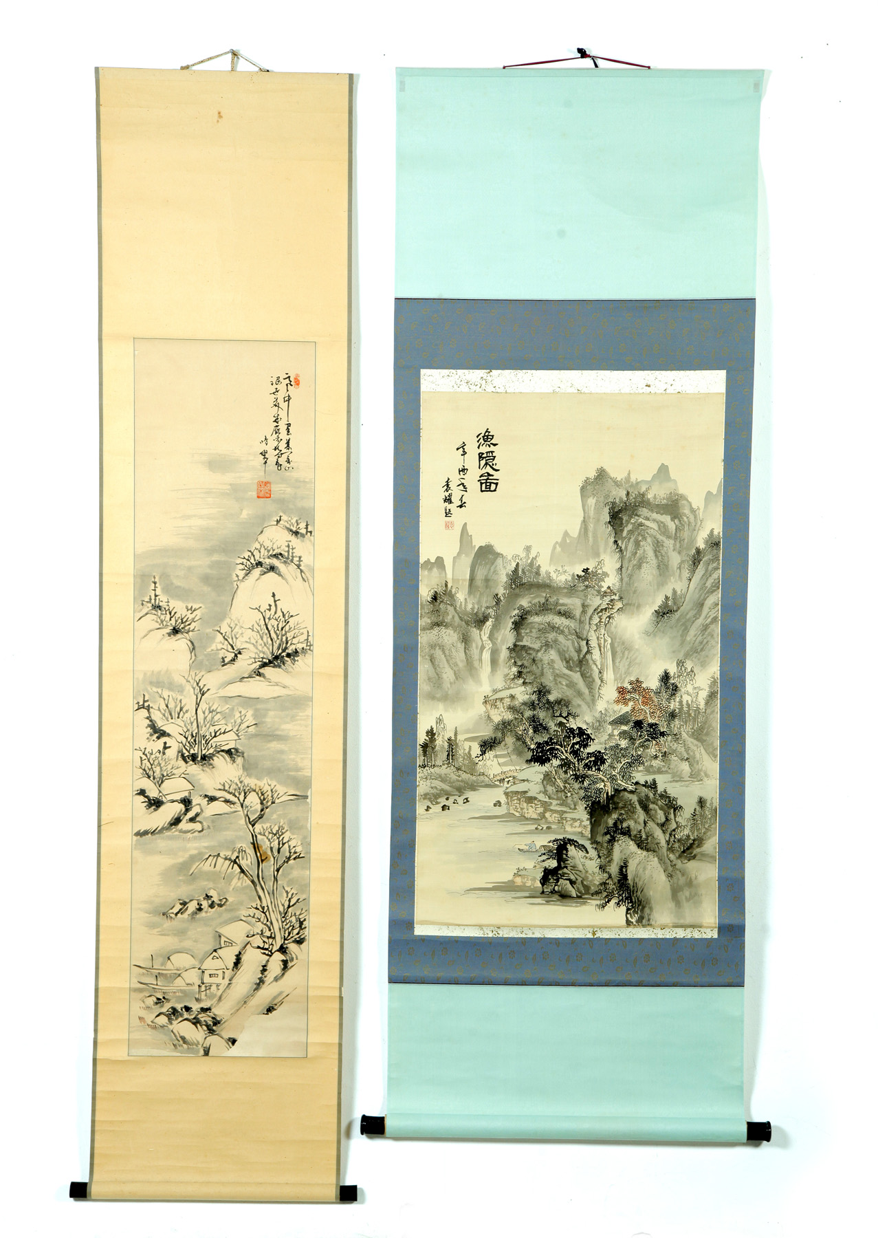 Appraisal: TWO CHINESE SCROLLS Twentieth century ink and watercolor on paper