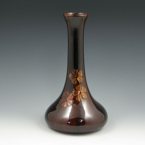 Appraisal: Standard glaze vase with slip-decorated flowers Unmarked with the exception