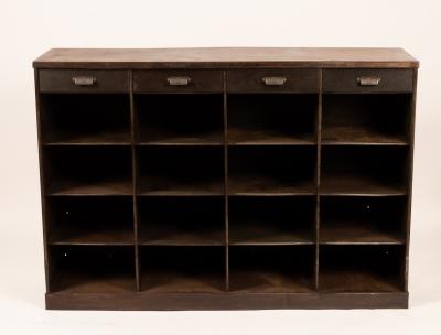 Appraisal: A set of industrial metal shelves later fitted with four