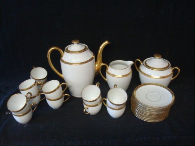 Appraisal: LIMOGES Porcelain Tea Set with Gilt Trim From a Bronxville