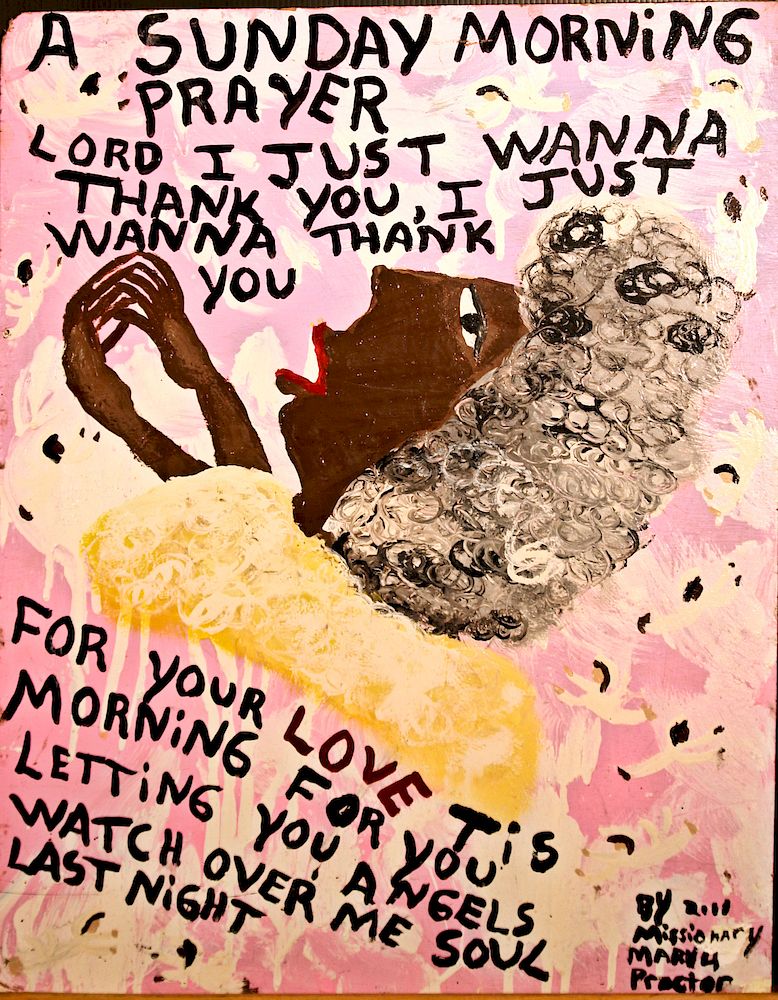 Appraisal: Outsider Art Missionary Mary Proctor Self-Portrait - A Sunday Morning