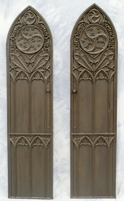 Appraisal: Pair of pine and carved oak gothic doors h x