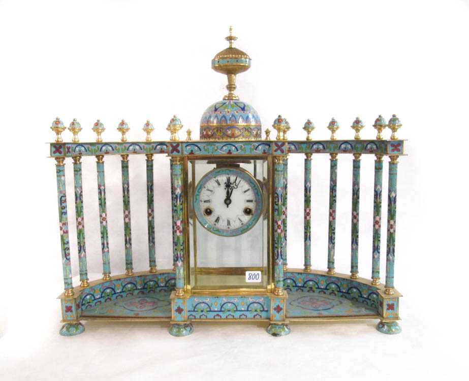 Appraisal: A BRASS AND CLOISONNE ENAMEL MANTEL CLOCK Chinese late th