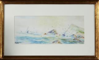 Appraisal: Abraham Hulk Junior - Ship Off the Coast c watercolor