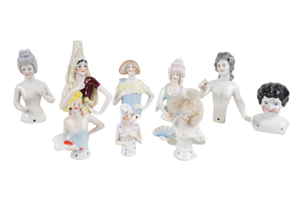 Appraisal: NINE HAND PAINTED PORCELIAN FIGURINESassorted torsos and busts of women