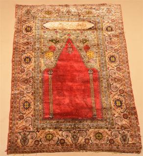 Appraisal: Oriental Signed Silk Prayer Rug Oriental Finley Woven Silk and