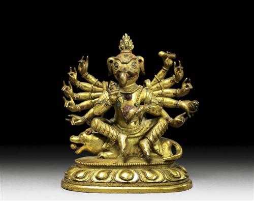 Appraisal: MAHARAKTA GANAPATI Sino-Tibetan th century H cm Gilt bronze the