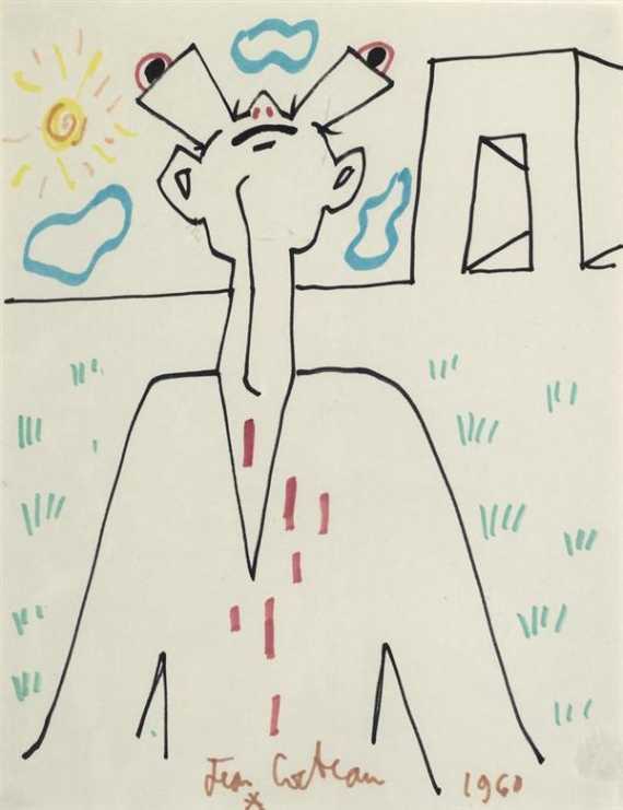 Appraisal: COCTEAU JEAN Maisons-Lafitte - Milly-la-For t L'Astronome Felt tip pen