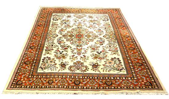 Appraisal: Indo Sarouk rug ' x ' '' cream with cranberry