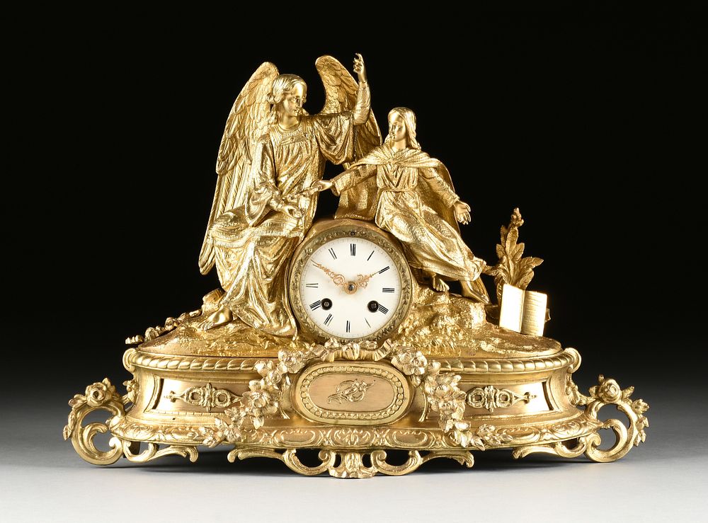 Appraisal: A NAPOLEON III GILT METAL FIGURAL CLOCK Arma Christi in