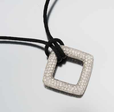 Appraisal: A Ladies' Black and White Diamond Square Pendant k white