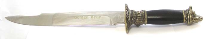 Appraisal: KERSHAW GOLDEN BEAR KNIFE blade etched Golden Bear mascara grip