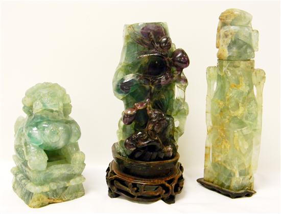 Appraisal: Circa three pieces of carved quartz including a vase on