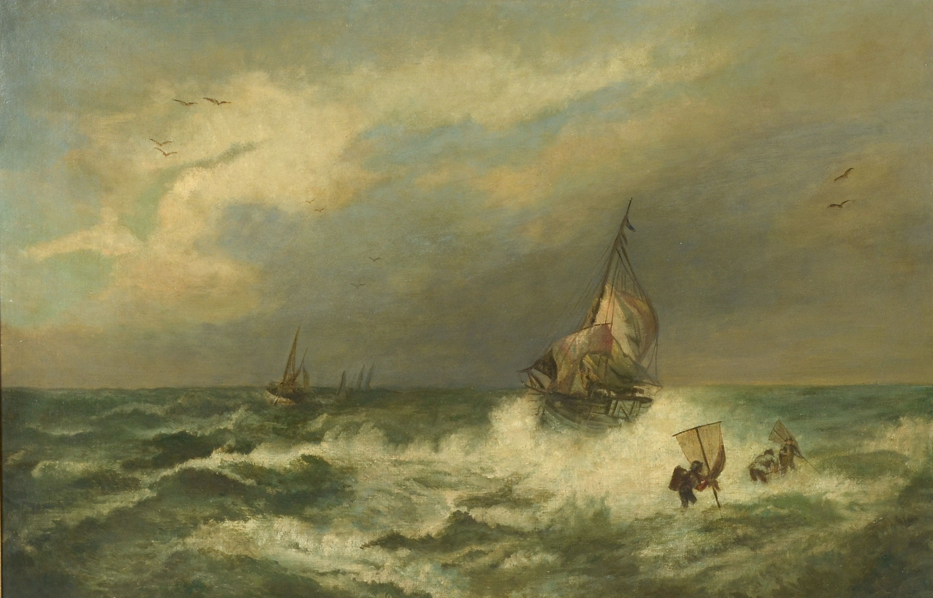 Appraisal: MILES Thomas British - Shipwreck Scene with Boats at Sea