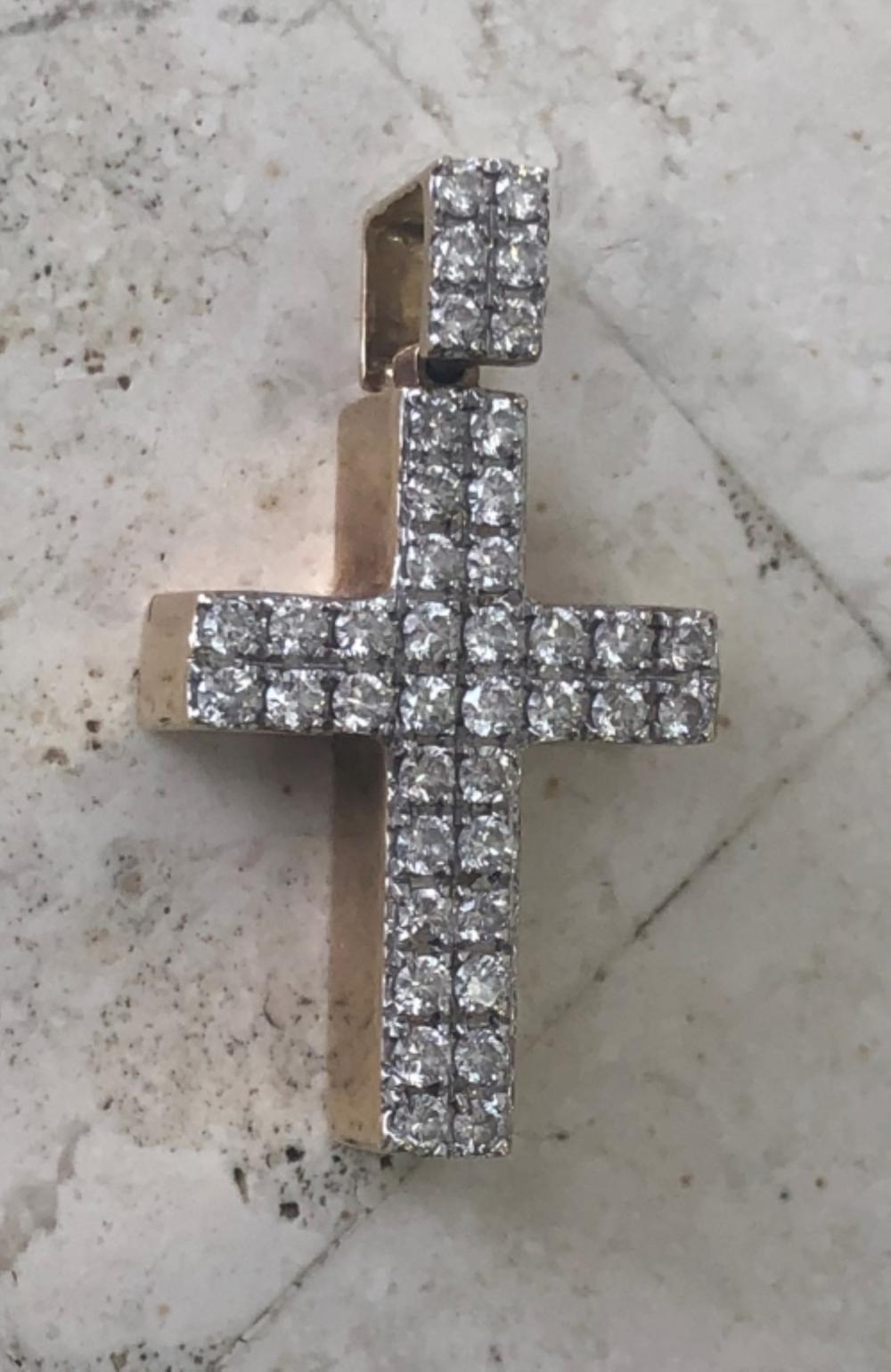 Appraisal: K YELLOW GOLD CT DIAMOND CROSS PENDANT K yellow gold