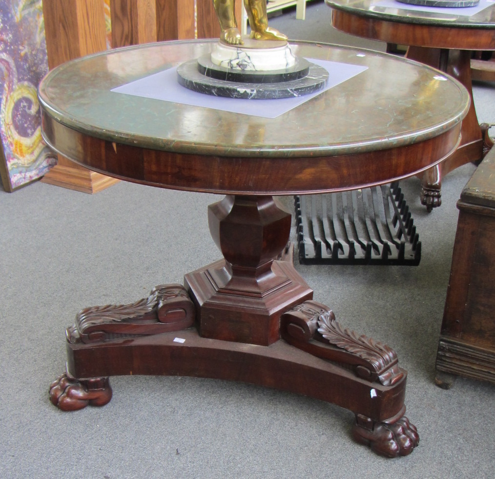 Appraisal: A Louis Philippe centre table the dished circular marble top