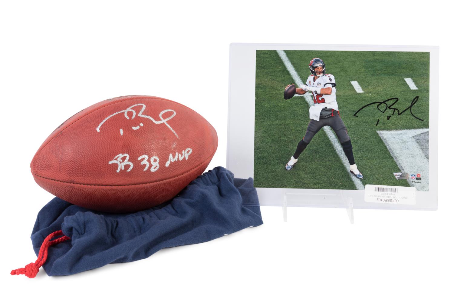 Appraisal: PIECES OF TOM BRADY AUTOGRAPHED MEMORABILIA Two pieces of Tom