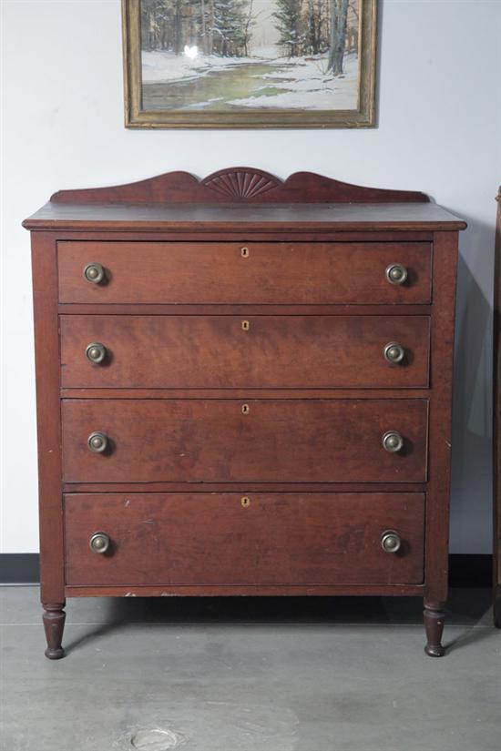 Appraisal: CHEST OF DRAWERS Cherry having a shaped and shell carved