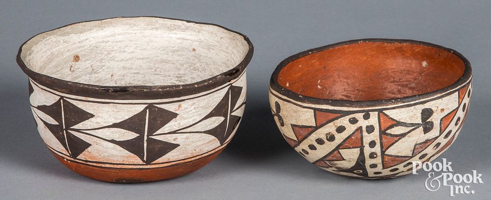 Appraisal: Two polychrome Acoma Indian pottery bowls Two polychrome Acoma Indian