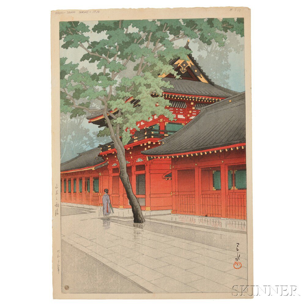 Appraisal: Kawase Hasui - Sanno Shrine after Rain Japan color woodblock