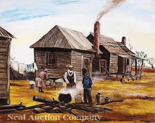 Appraisal: George Taylor American th c Wash Day oil on masonite