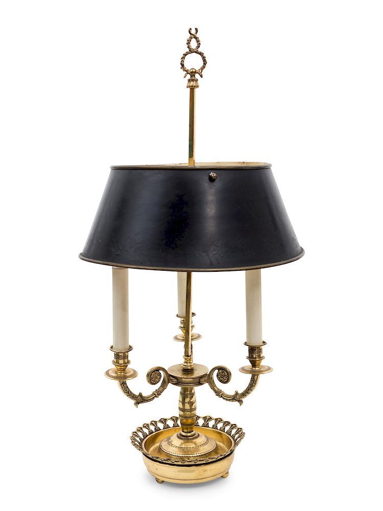 Appraisal: A Gilt Metal Three-Light Bouillotte Lamp Height A Gilt Metal