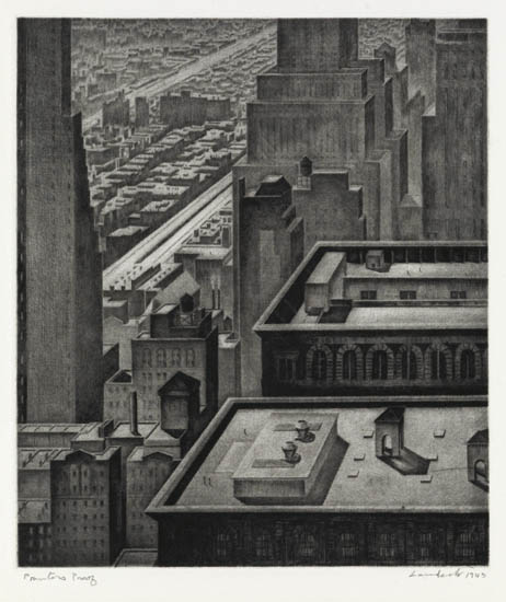 Appraisal: ARMIN LANDECK Manhattan Vista Drypoint x mm x inches full