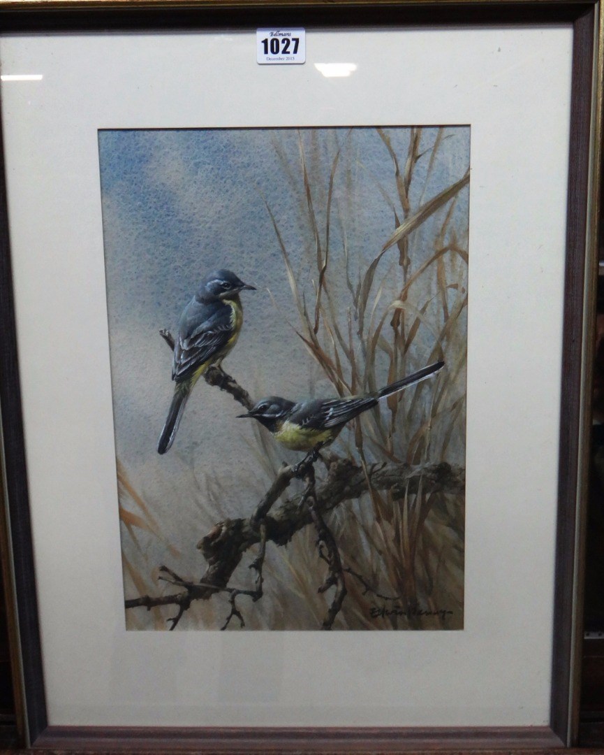 Appraisal: Edwin Penny b Grey Wagtails watercolour and gouache signed cm