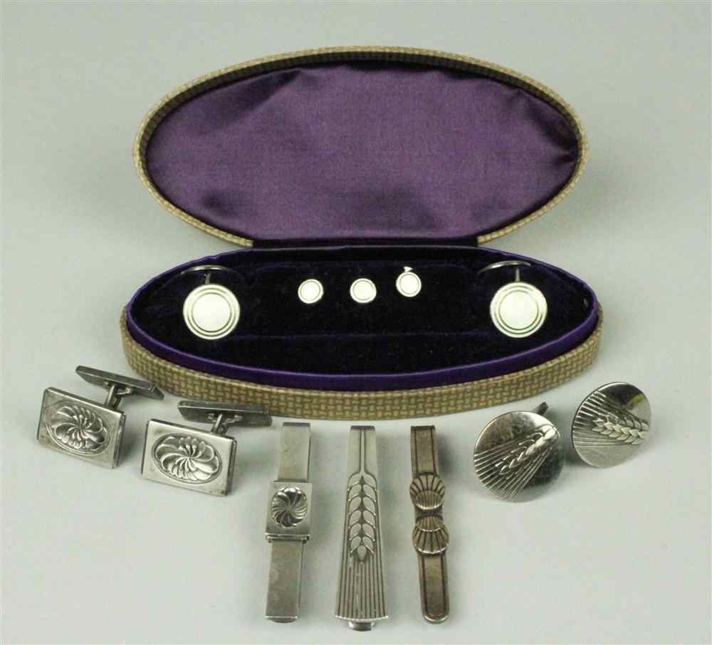 Appraisal: COLLECTION OF GEORG JENSEN SILVER GENTLEMAN'S JEWELRY including pair of