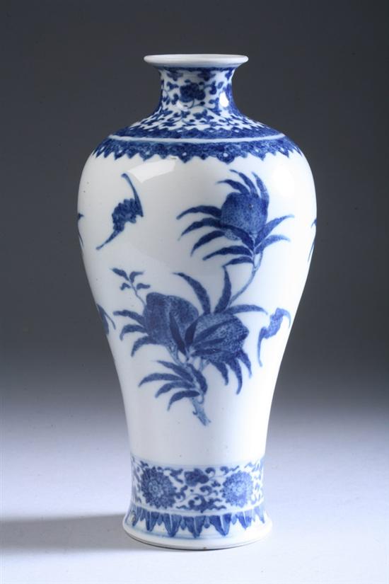 Appraisal: CHINESE BLUE AND WHITE PORCELAIN BALUSTER MEIPING Qianlong underglazed blue