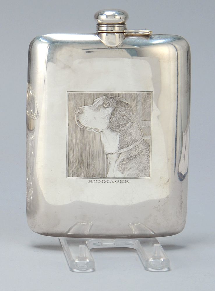 Appraisal: UNUSUAL STERLING SILVER FLASK th CenturyBy Gorham Engraved with a