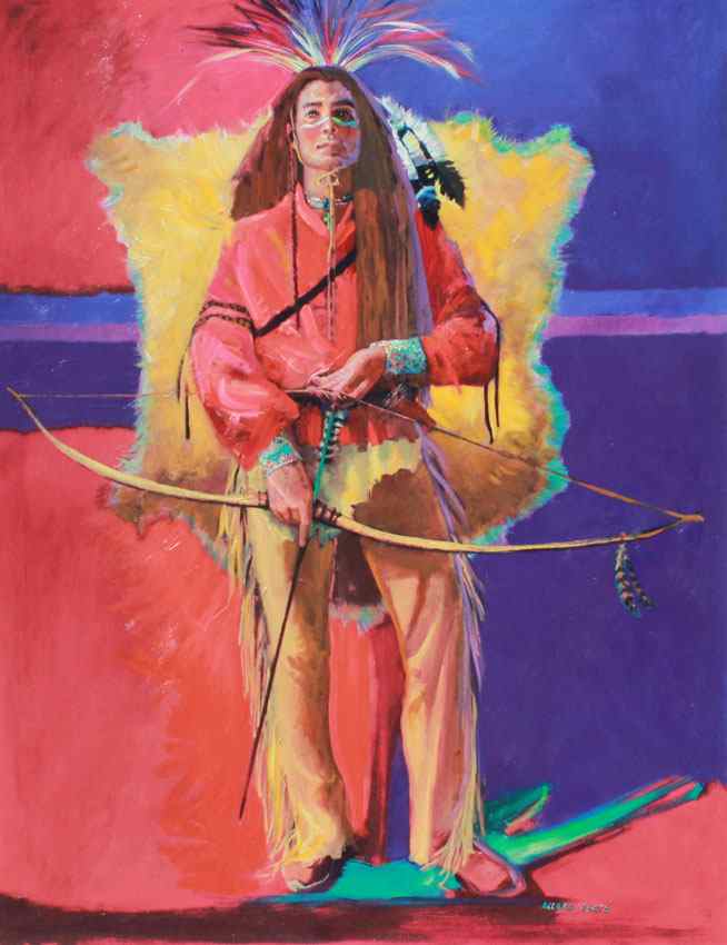 Appraisal: BERTE June American th Century Young Indian Warrior Oil Canvas