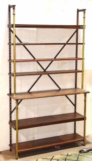 Appraisal: Hollywood Regency style brass and wood etagere the superstructure having