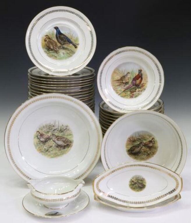 Appraisal: lot of French parcel gilt porcelain game service th c