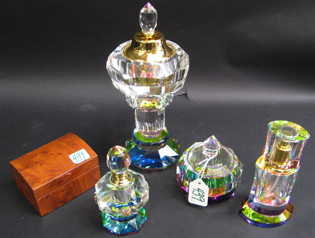 Appraisal: ART CRYSTAL JEWELRY BOX DRESSER SET pieces fitted in a