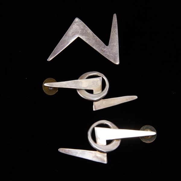 Appraisal: Taxco Mexico Sterling Silver pc Vintage Modernist Lightning Bolt Brooch