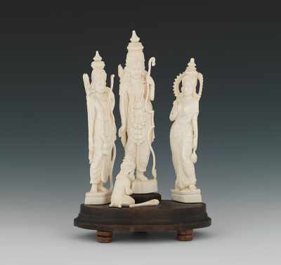 Appraisal: A Carved Ivory Bone Hindu Figural Group Four individual Hindu