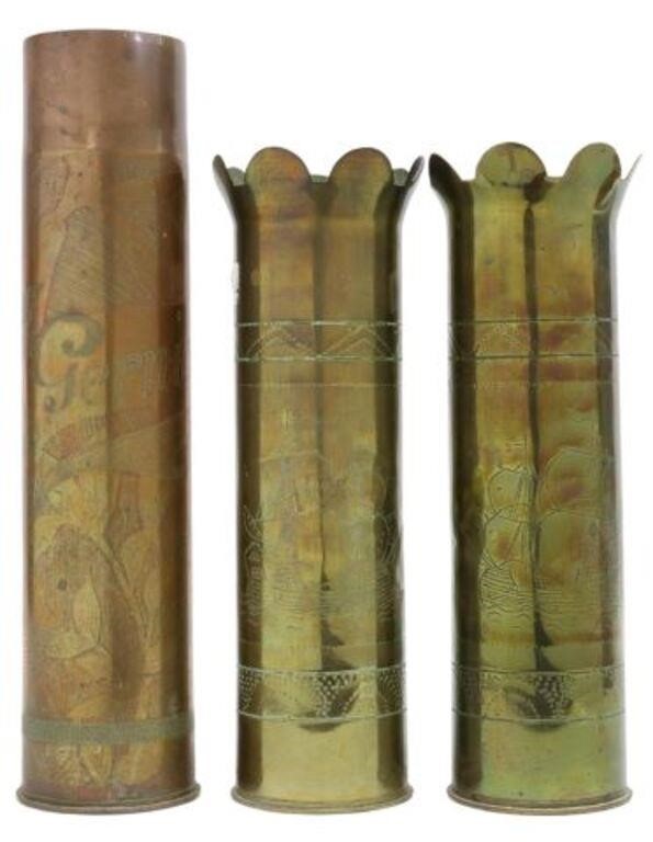 Appraisal: lot of French WWI-era trench art vases fashioned from artillery