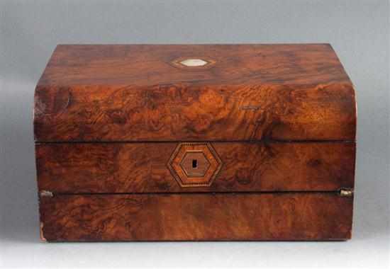 Appraisal: Victorian rosewood traveling desk second half- th century domed box