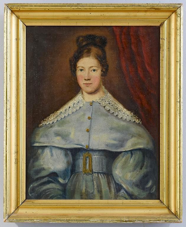 Appraisal: Continental Portrait of a Woman Continental portrait depicting a young