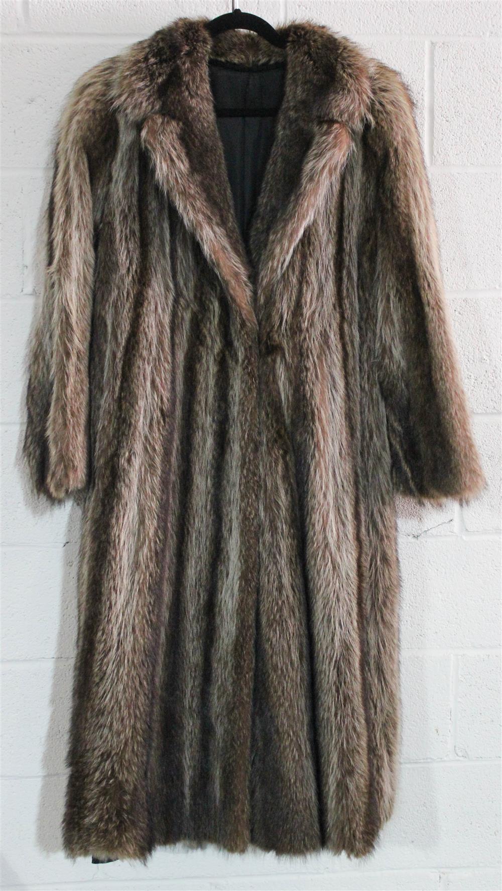 Appraisal: FULL LENGTH RACCOON FUR COAT the coat has a notched