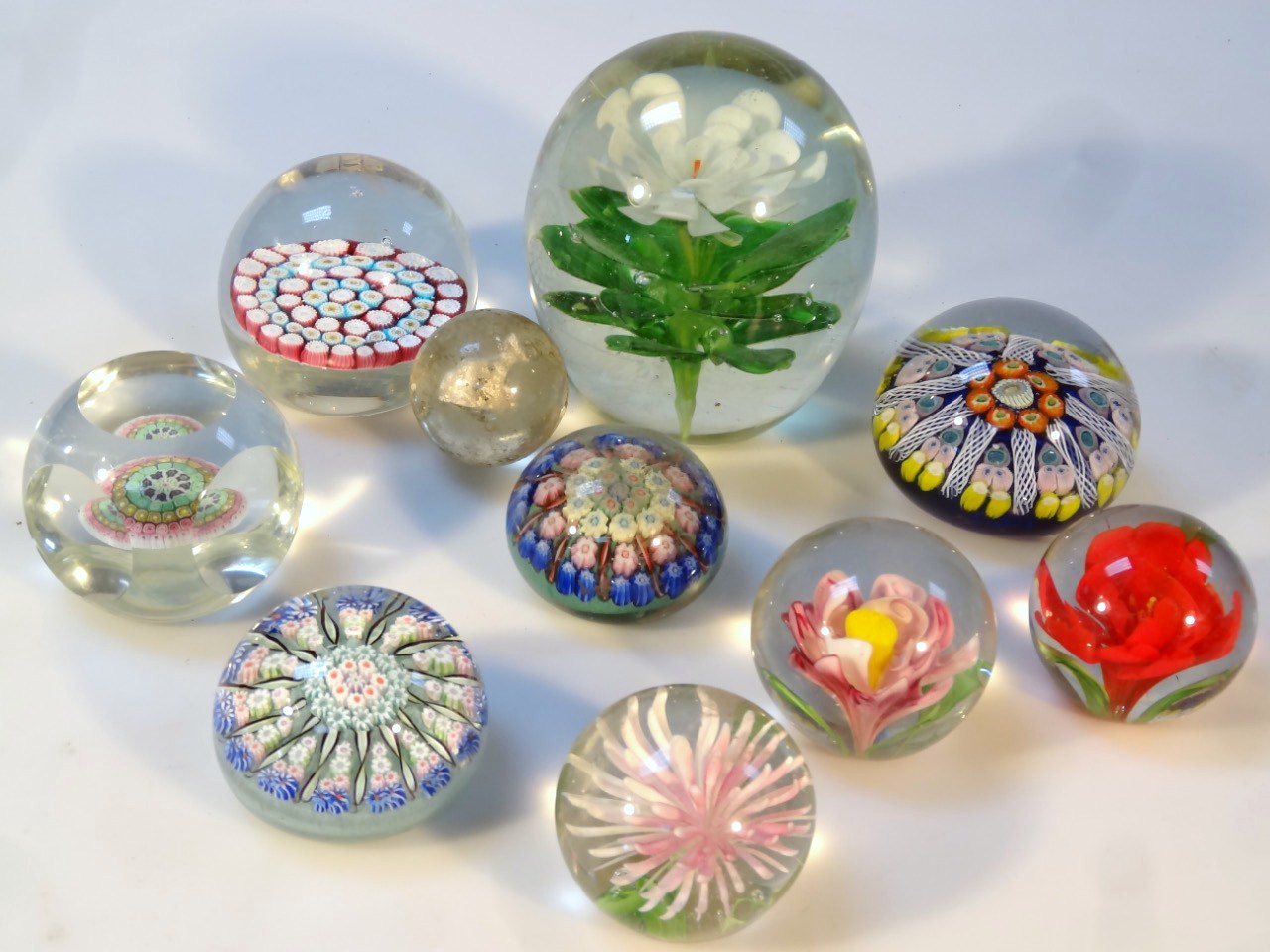 Appraisal: Various paperweights to include a Murano glass floral example cm